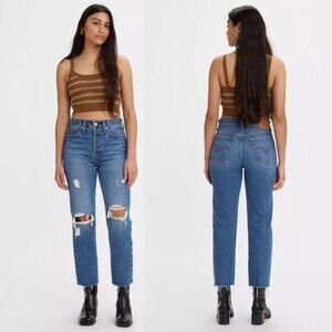 LEVI'S Wedgie Straight Jean In Carry Kerry Size 32 Frayed Cut-Off Hem Destructed